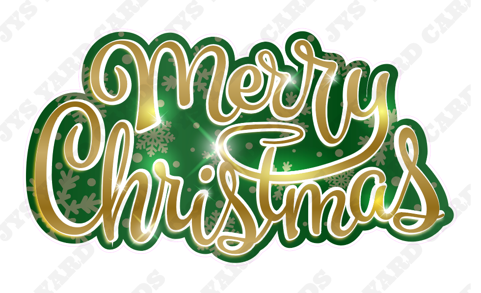 MERRY CHRISTMAS CENTERPIECE: GREEN & GOLD - Yard Card Signs by JYS International