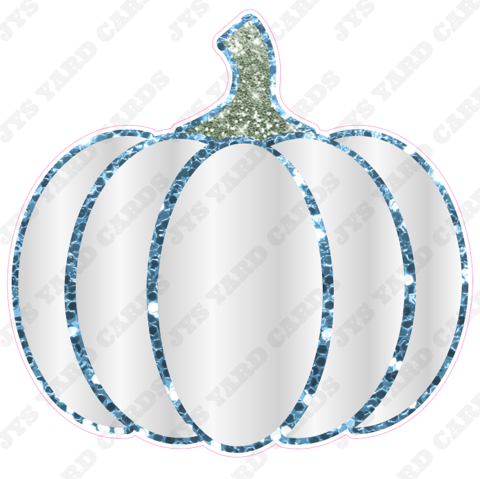 WHITE PUMPKIN W/ BABY BLUE GLITTER - Yard Card Signs by JYS International