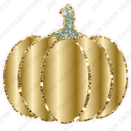 GOLD PUMPKIN W/ GOLD GLITTER - Yard Card Signs by JYS International