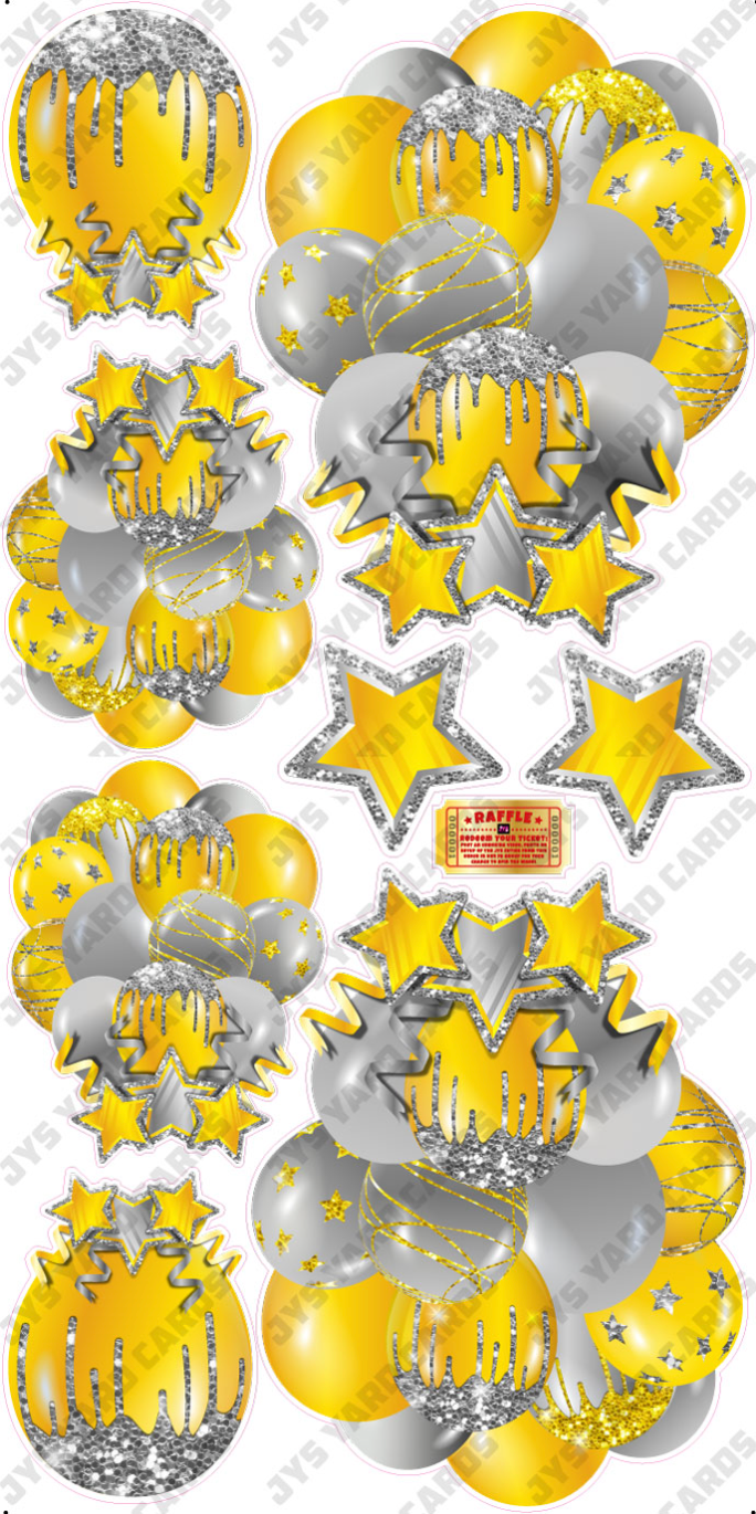 JAZZY BALLOONS: SOLID YELLOW & SILVER