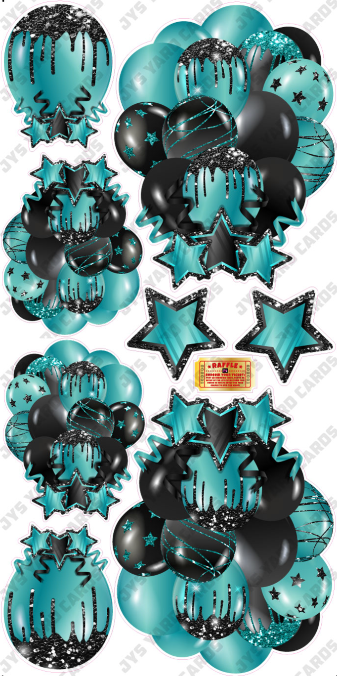 JAZZY BALLOONS: SOLID TEAL & BLACK