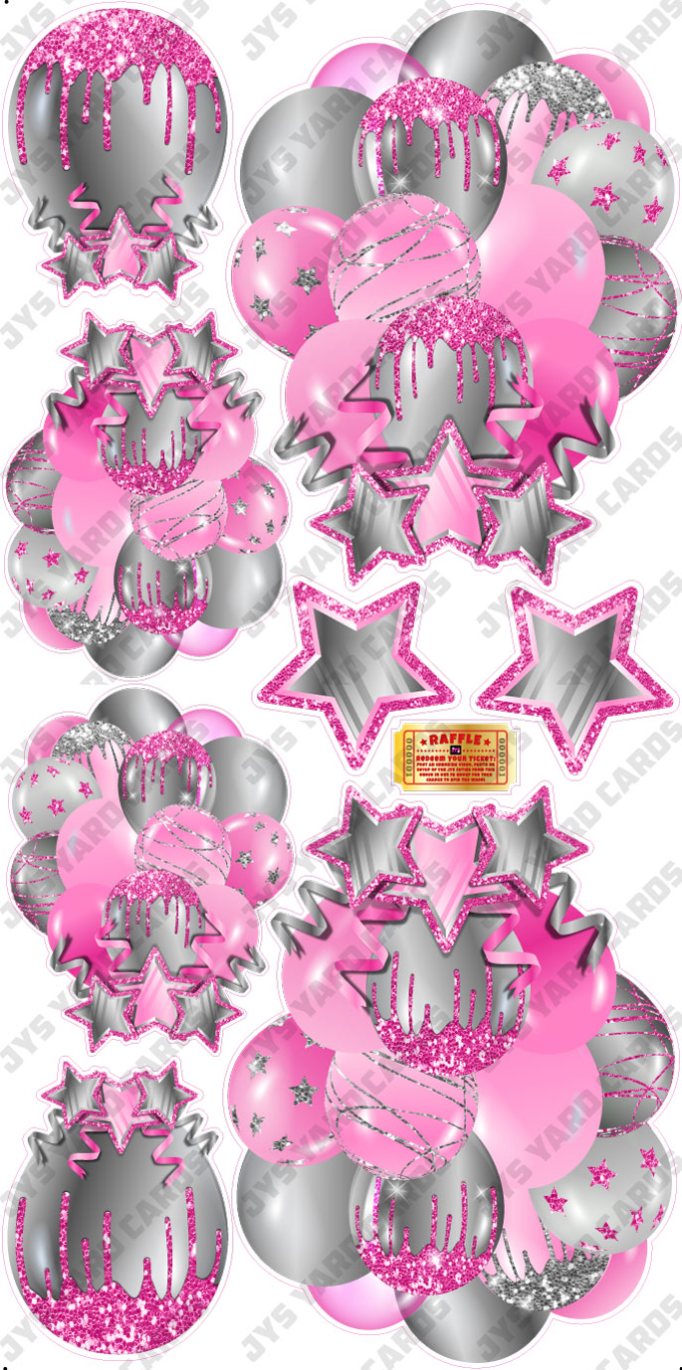 JAZZY BALLOONS: SOLID PINK & SILVER