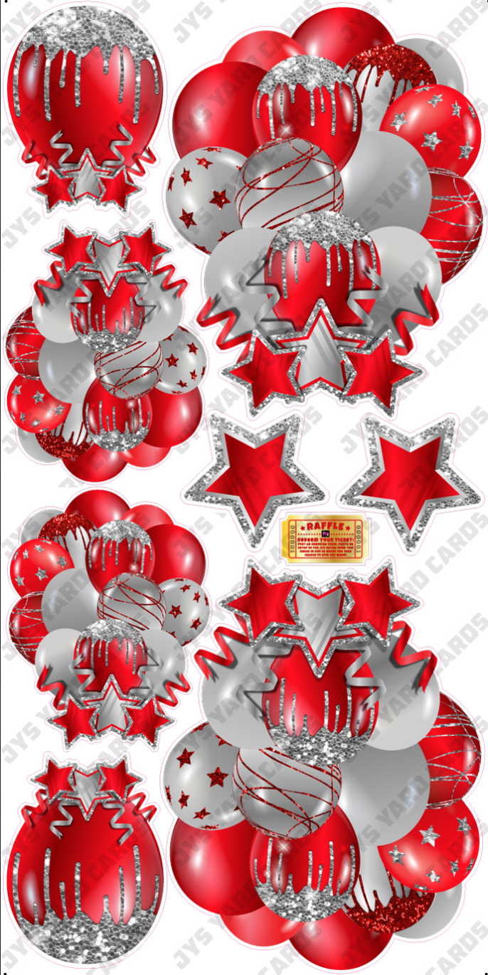 JAZZY BALLOONS: SOLID RED & SILVER