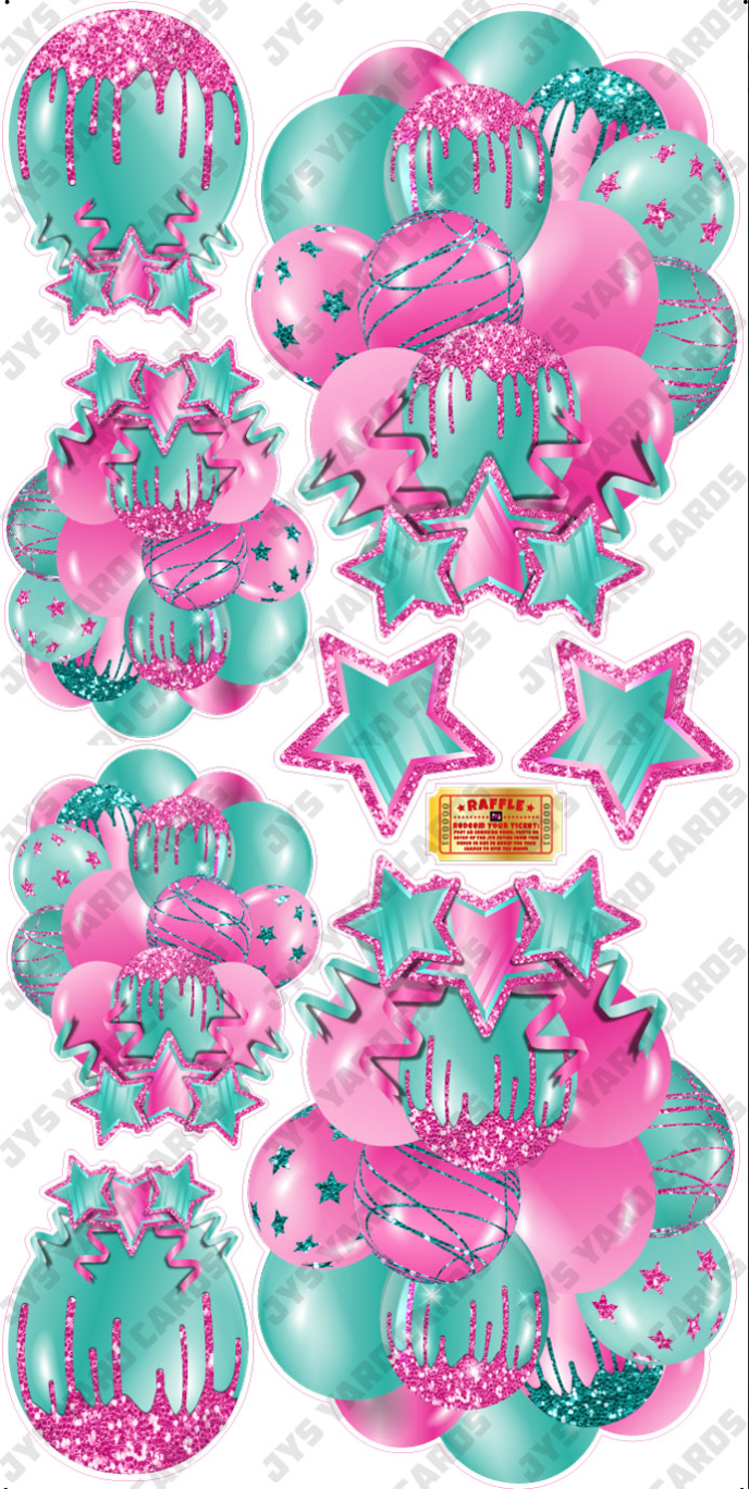 JAZZY BALLOONS: SOLID PINK & TEAL
