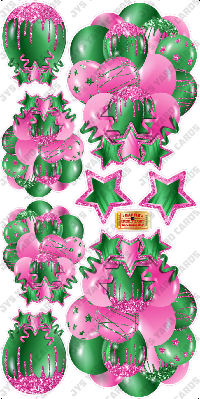 JAZZY BALLOONS: SOLID PINK & GREEN