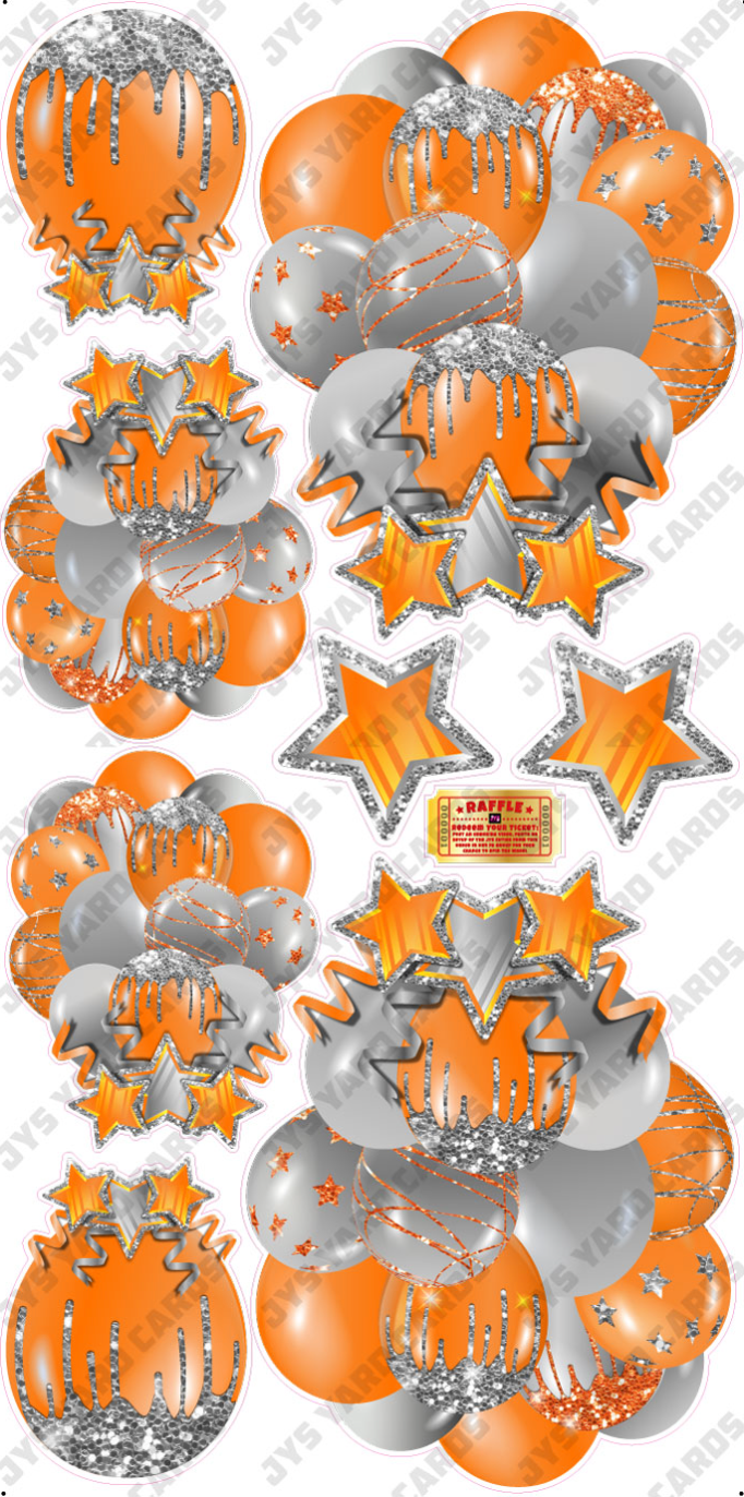 JAZZY BALLOONS: SOLID ORANGE & SILVER