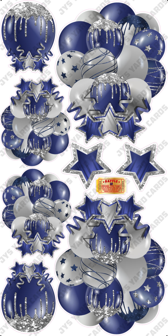 JAZZY BALLOONS: SOLID NAVY & SILVER