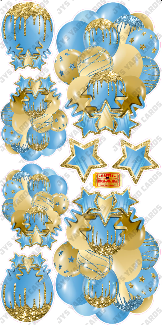 JAZZY BALLOONS: SOLID LIGHT BLUE & GOLD