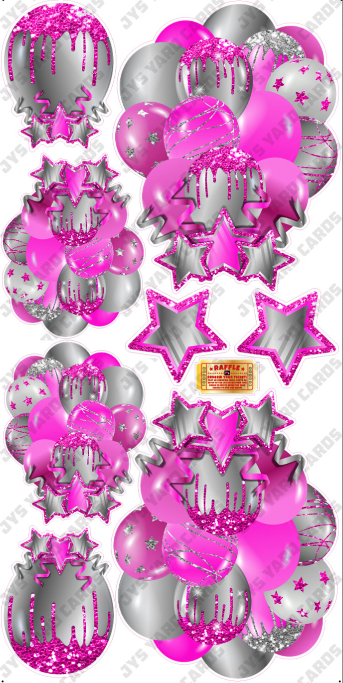 JAZZY BALLOONS: SOLID HOT PINK & SILVER
