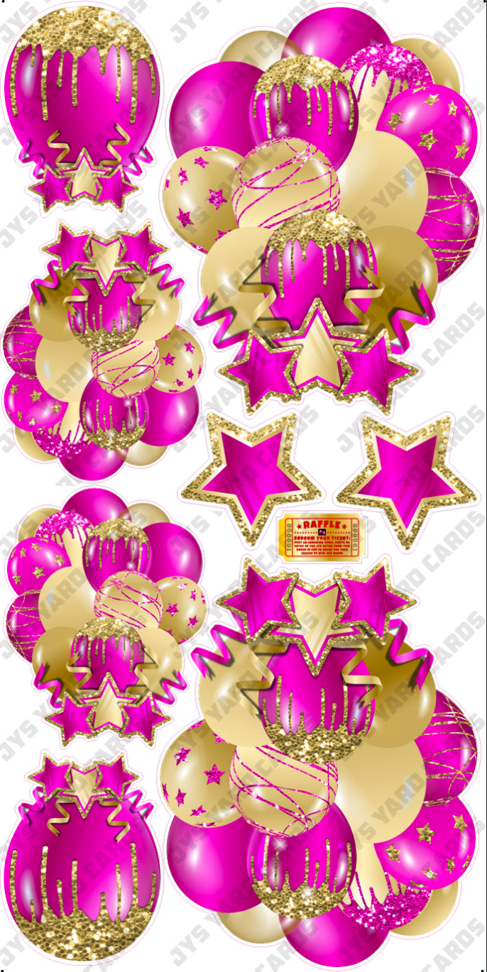 JAZZY BALLOONS: SOLID HOT PINK & GOLD