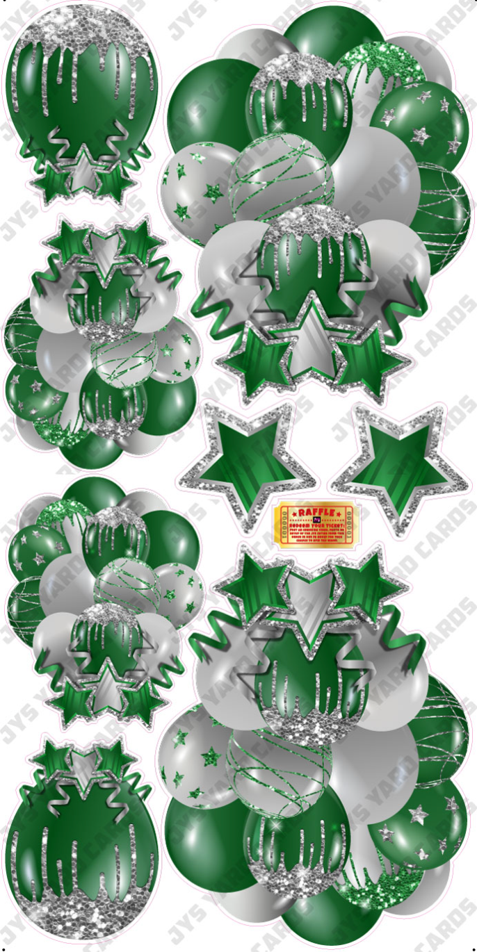 JAZZY BALLOONS: SOLID GREEN & SILVER