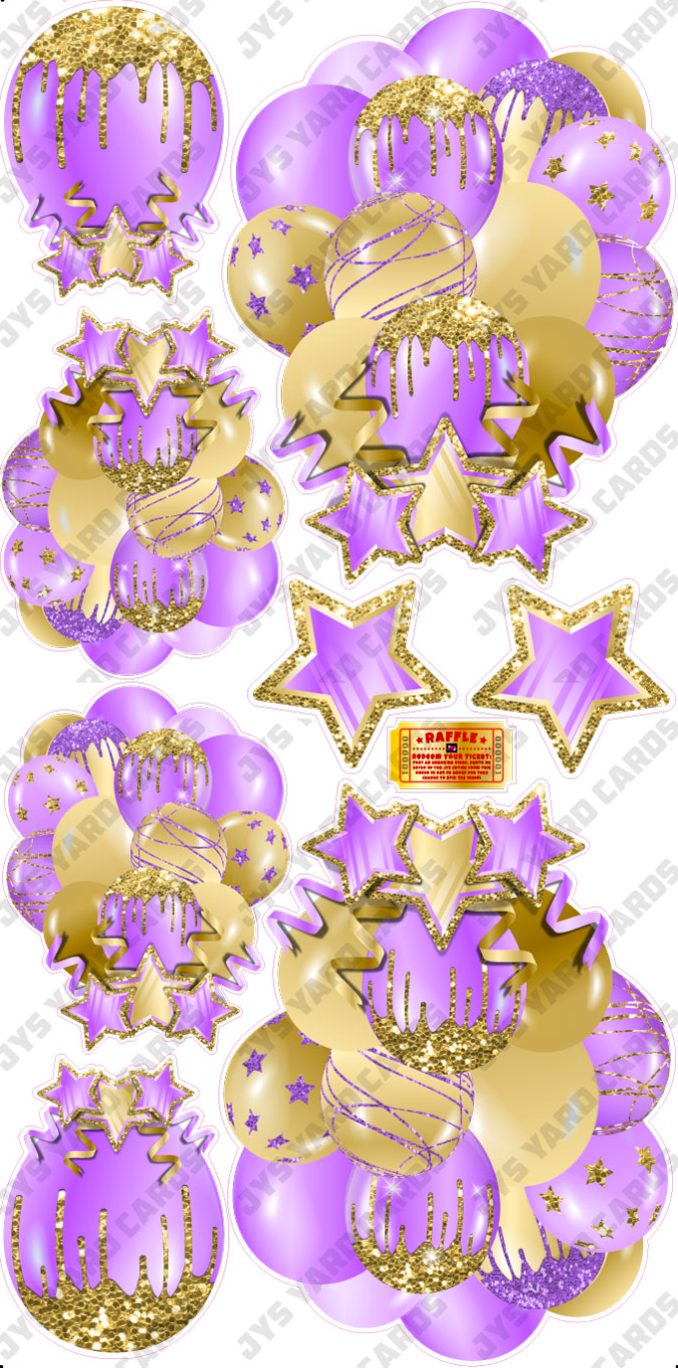 JAZZY BALLOONS: SOLID LIGHT PURPLE & GOLD