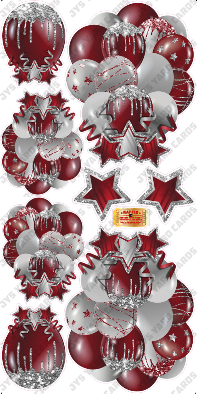 JAZZY BALLOONS: SOLID BURGUNDY & SILVER