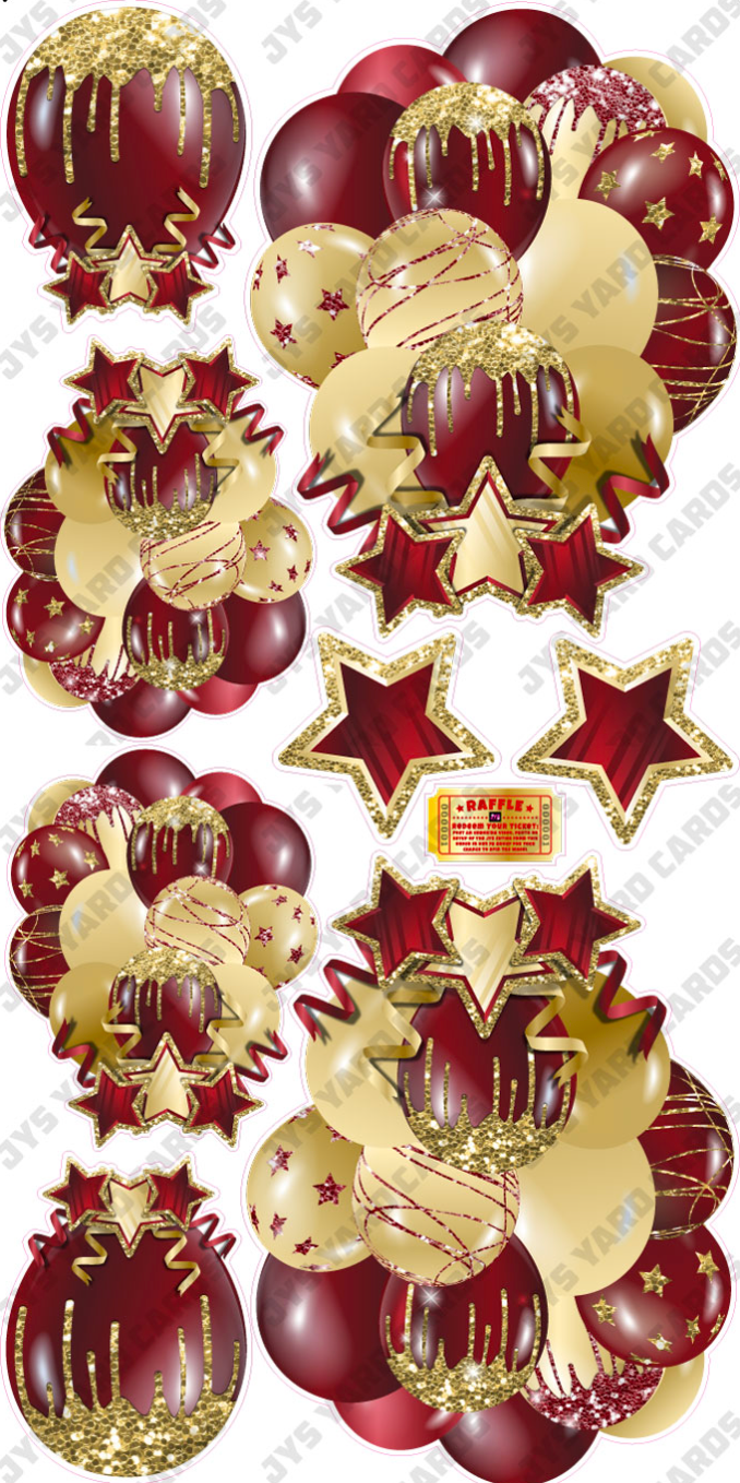 JAZZY BALLOONS: SOLID BURGUNDY & GOLD