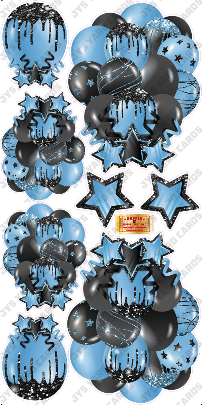 JAZZY BALLOONS: SOLID BLACK & LIGHT BLUE