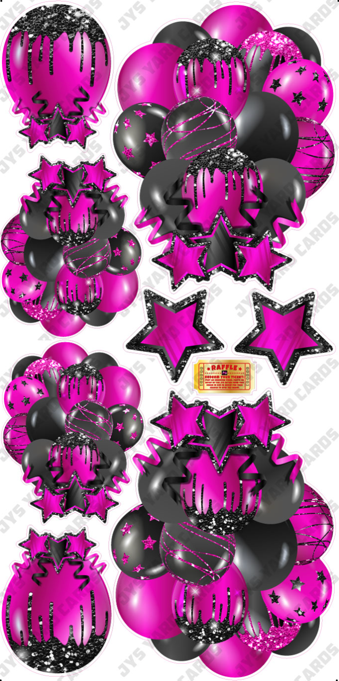 JAZZY BALLOONS: SOLID BLACK & HOT PINK