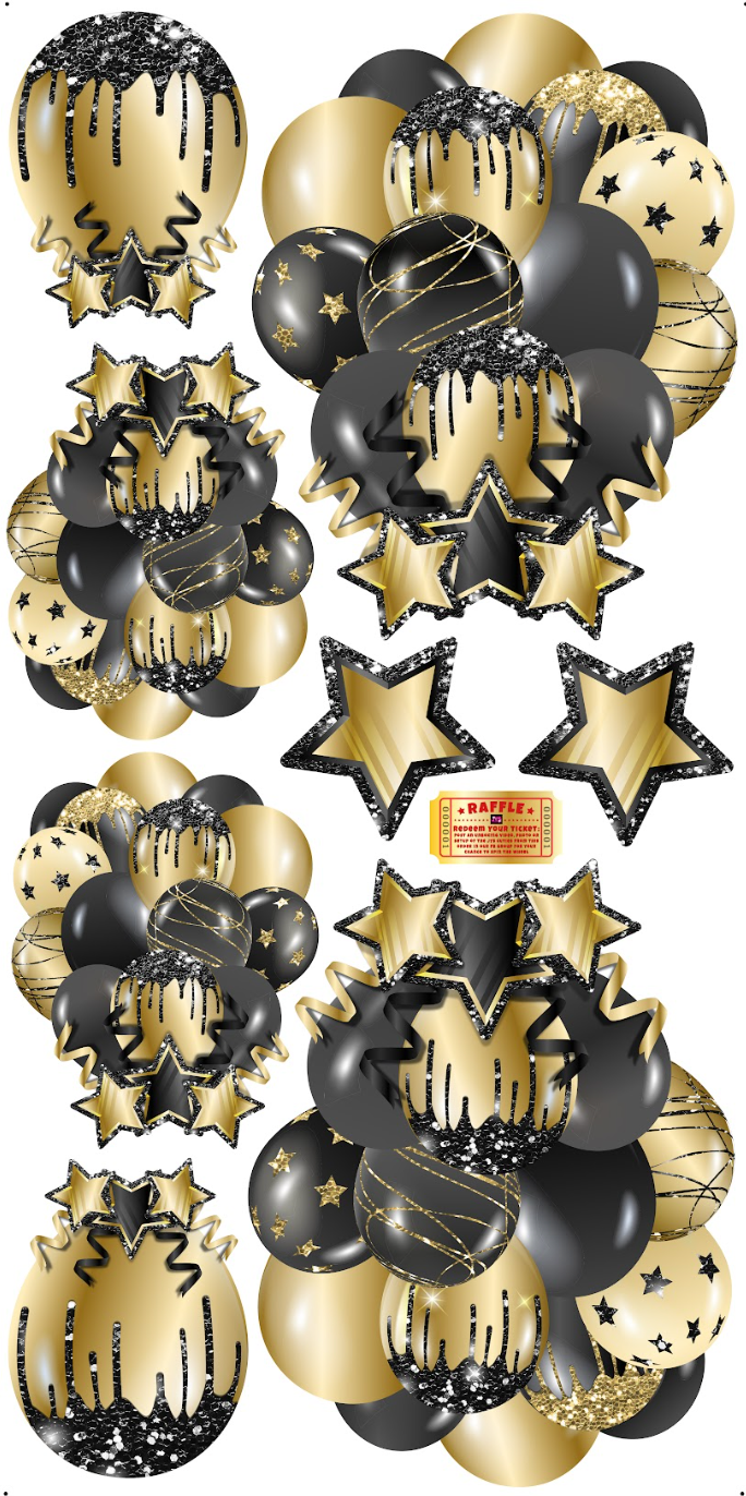 JAZZY BALLOONS: SOLID BLACK & GOLD
