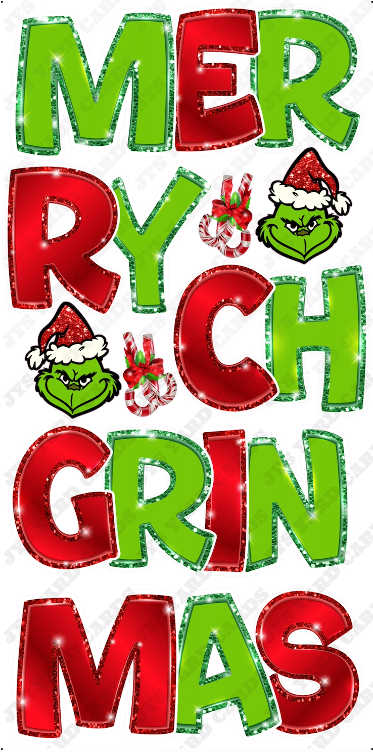 MERRY GRINCHMAS EZ SET: GRINCH GREEN & RED w/ Glitter Trim