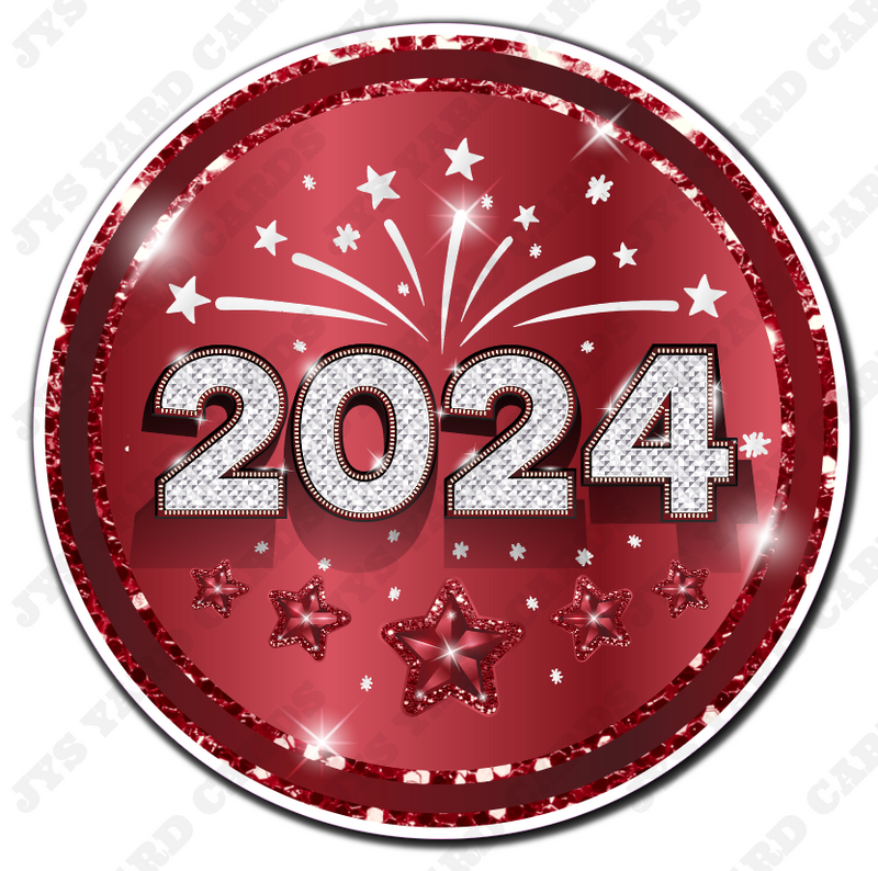 2024 Round Keepsake Burgundy Yard Card Signs by JYS International
