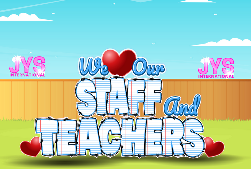 WE LOVE OUR TEACHERS & STAFF: NOTEBOOK THEMED - Yard Card Signs by JYS International