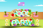 POOL PARTY THEMED EZ SET - Yard Card Signs by JYS International