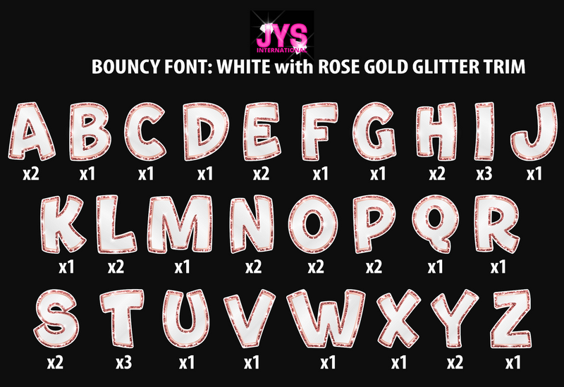 12” Metallic Bouncy Letters w/ Glitter Trim (options)