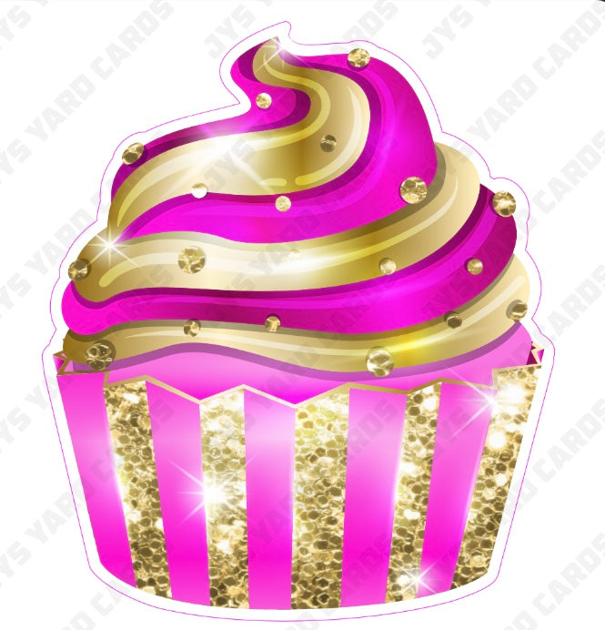 CUPCAKE: Hot Pink & Gold