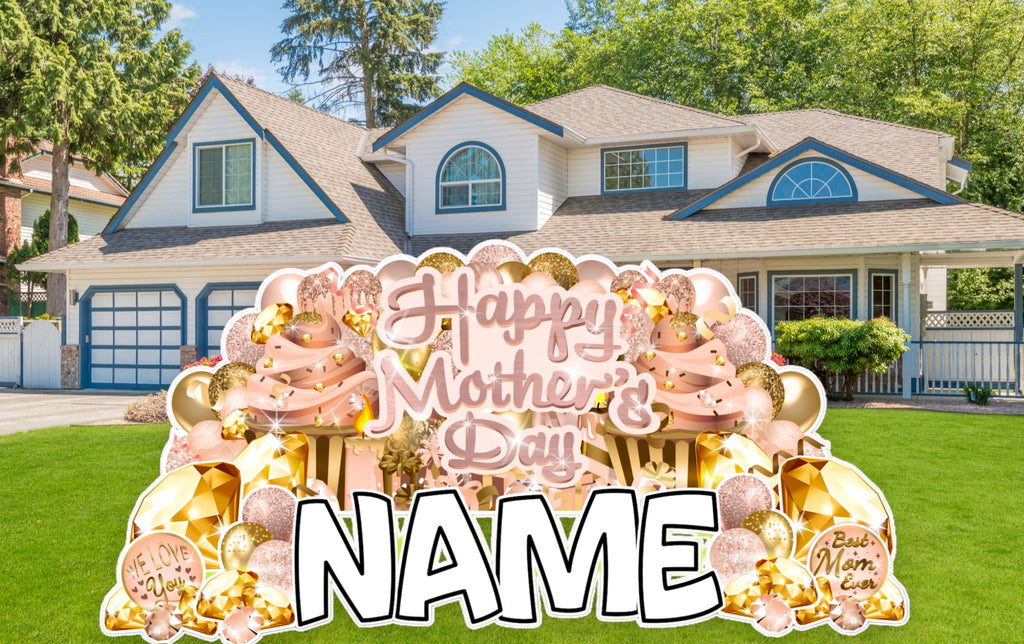 MOTHER'S DAY OVERLOAD: ROSE GOLD (EZ FOLD) - Yard Card Signs by JYS International