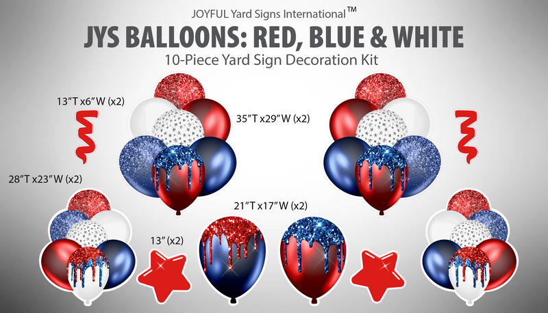 JYS BALLOONS: RED, BLUE & WHITE