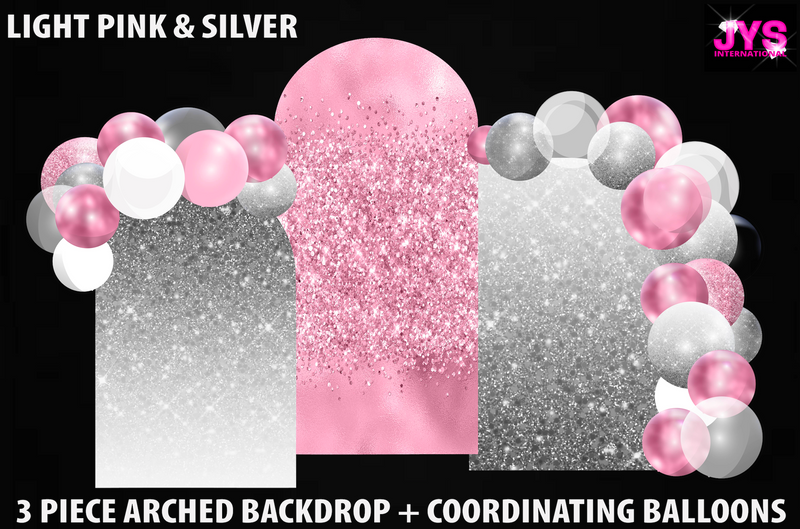 ARCHED BACKDROP: GLITTER LIGHT PINK & SILVER