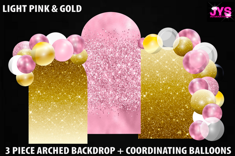 ARCHED BACKDROP: GLITTER LIGHT PINK & GOLD