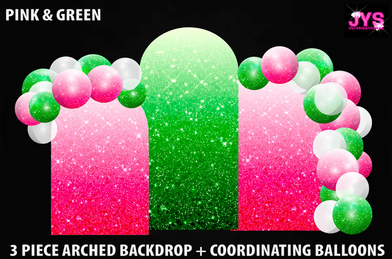 ARCHED BACKDROP: GLITTER PINK & GREEN