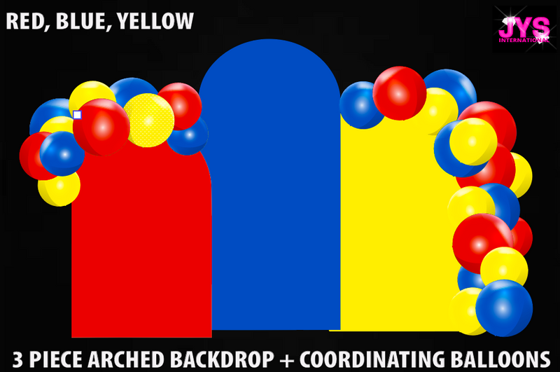 ARCHED BACKDROP: BLUE, YELLOW & RED