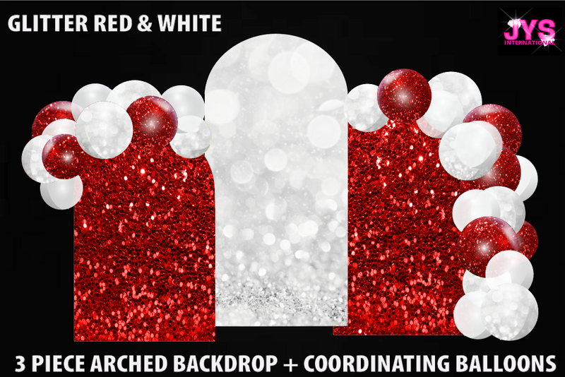 ARCHED BACKDROP: GLITTER RED & WHITE
