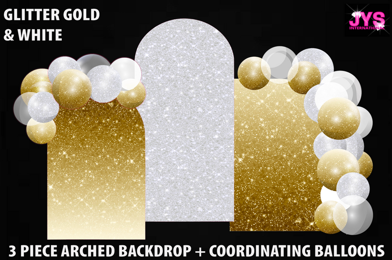 ARCHED BACKDROP: GLITTER GOLD & WHITE