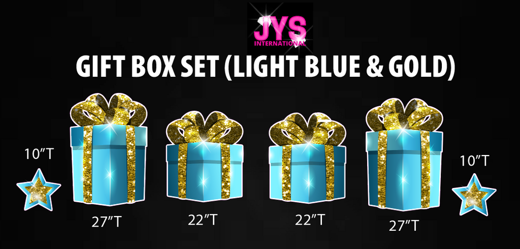 GIFT BOX (LIGHT BLUE & GOLD) - Yard Card Signs by JYS International