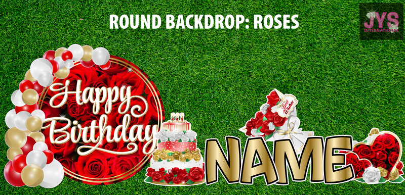 ROUND BACKDROP: HAPPY BIRTHDAY (RED ROSES)