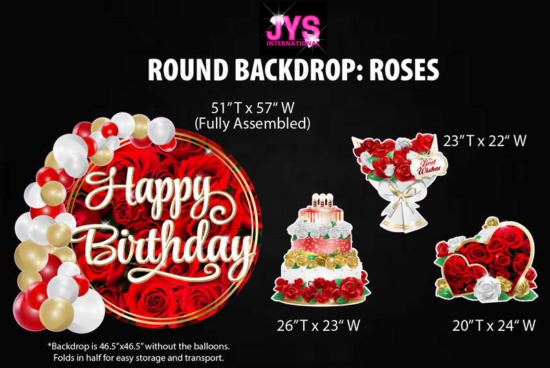 ROUND BACKDROP: HAPPY BIRTHDAY (RED ROSES)