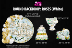 ROUND BACKDROP: HAPPY BIRTHDAY (WHITE ROSES)