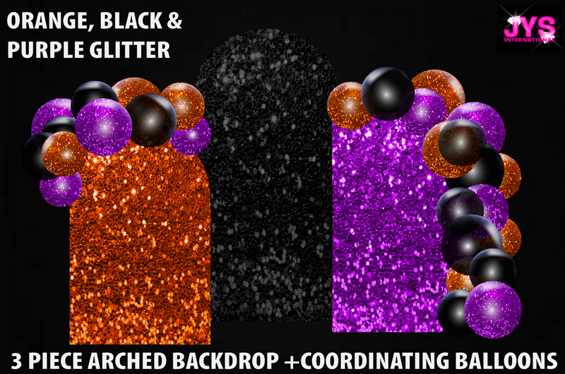 ARCHED BACKDROP: GLITTER ORANGE, BLACK,PURPLE
