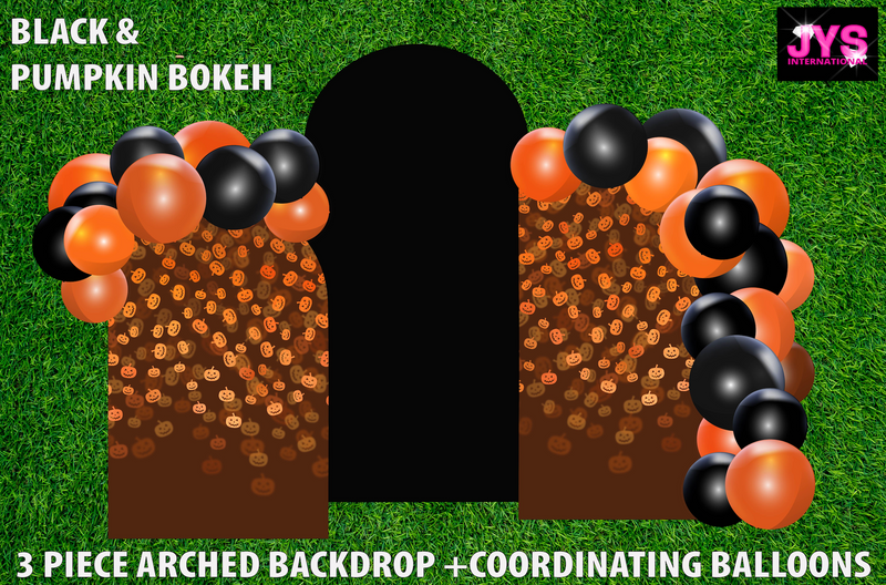 ARCHED BACKDROP: BLACK & PUMPKIN BOKEH