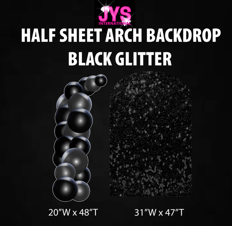BLACK GLITTER ARCH BACKDROP: HALF SHEET