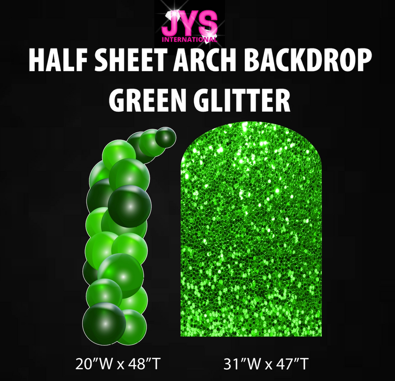 GREEN GLITTER ARCH BACKDROP: HALF SHEET