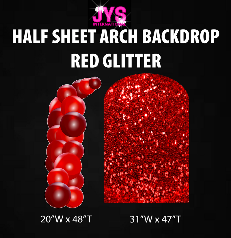 RED GLITTER ARCH BACKDROP: HALF SHEET