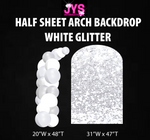 WHITE GLITTER ARCH BACKDROP: HALF SHEET