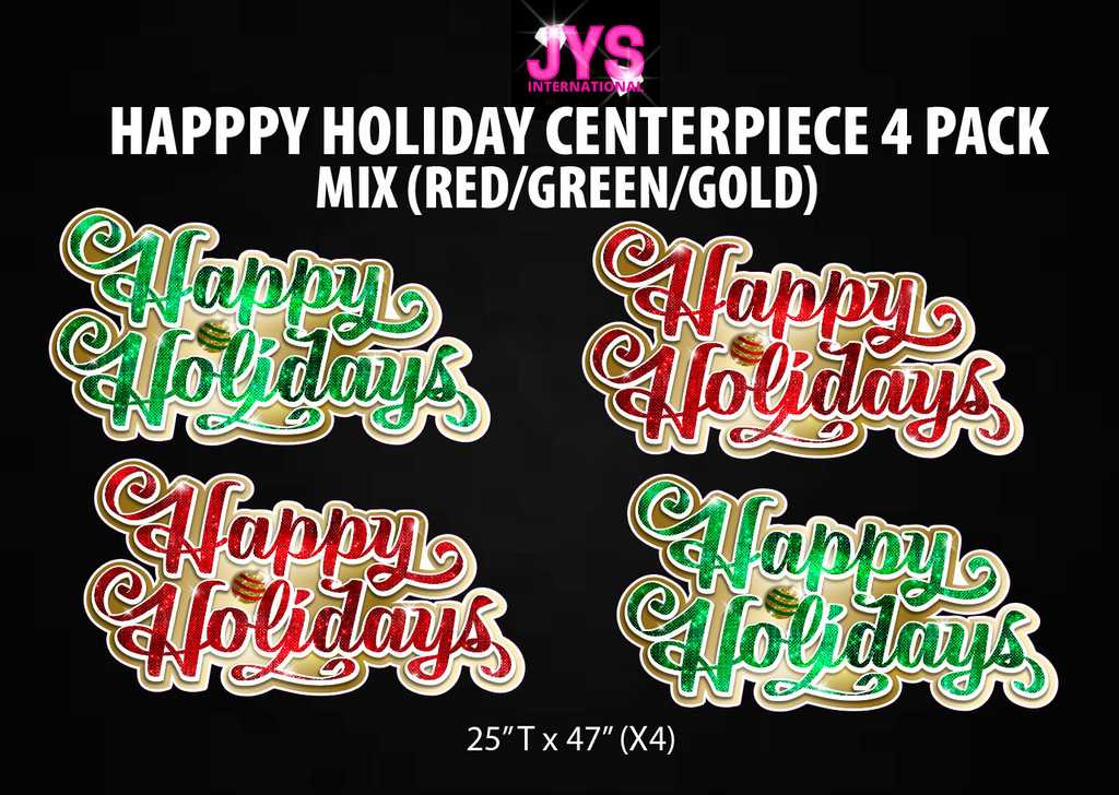 HAPPY HOLIDAYS CENTERPIECE 4 PACK (MIX) - Yard Card Signs by JYS International