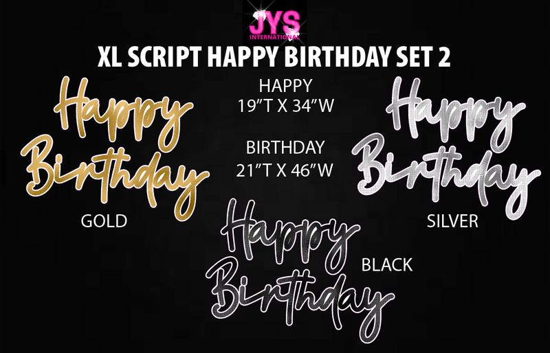 XL SCRIPT HAPPY BIRTHDAY SET: LUXE BLACK, SILVER & GOLD