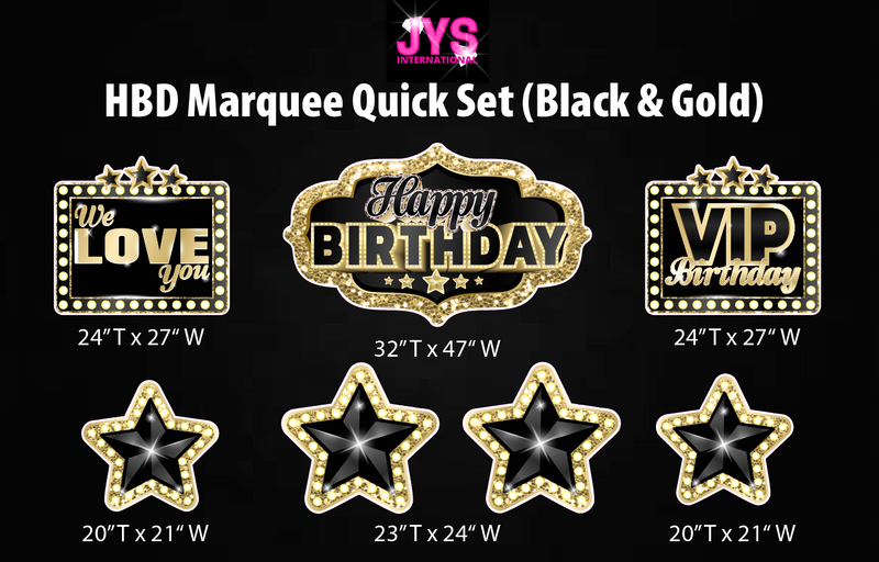 MARQUEE HAPPY BIRTHDAY QUICK SET: BLACK & GOLD