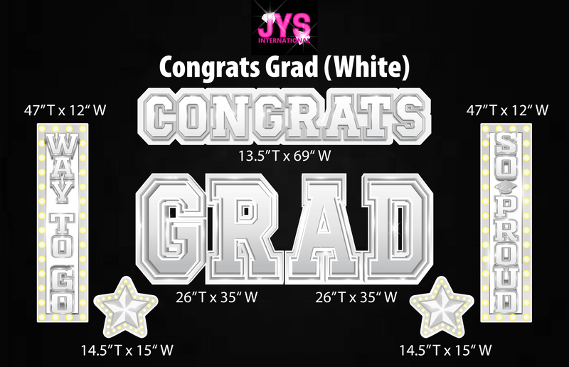 CONGRATS GRAD (With Light It Up Option): WHITE