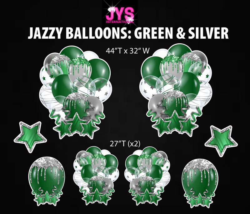 JAZZY BALLOONS: GREEN & SILVER